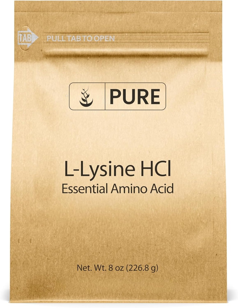 Καθαρά πρωτότυπα συστατικά L-Lysine HCl (8 oz) Άλφα Amino Acid, μη-GMO, χωρίς γλουτένη