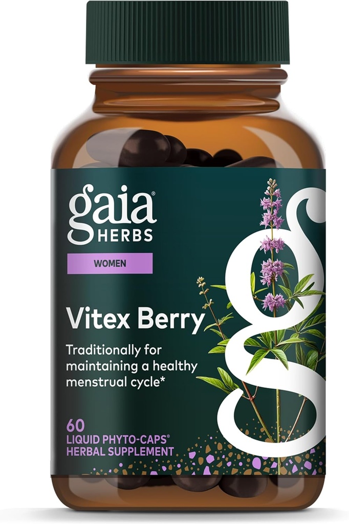 Gaia Herbs Vitex Berry - Υποστηρίζει την ισορροπία ορμονών και γονιμότητα στις γυναίκες - 60 Vegan Liquid Phyto-Capsules (30-Day Supply)