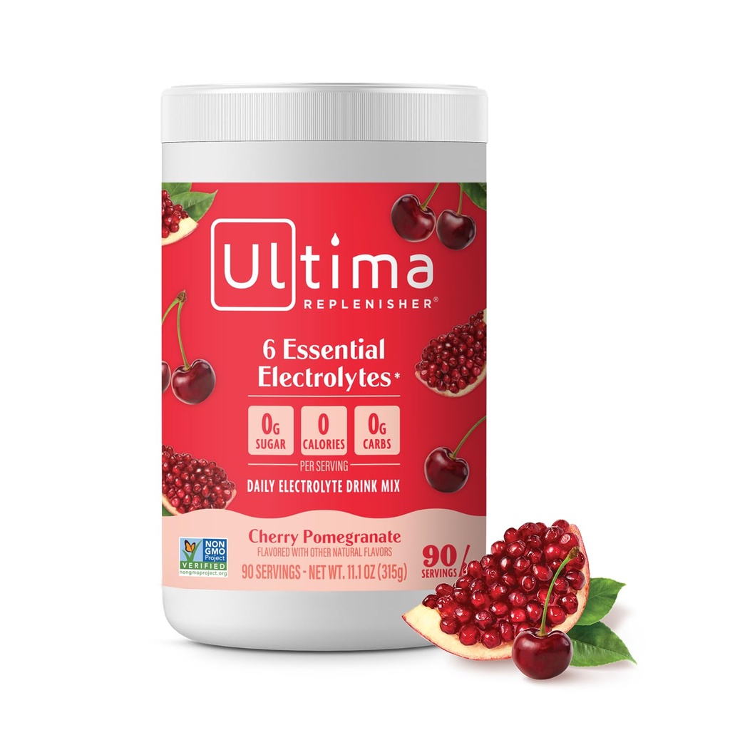 Ultima Repleniser Daily Electrolyte Powder Mix – Χωρίς ζάχαρη – Ρόδι από κεράσι, 90 Σερβιέτες – Σκόνη Ενυδάτωσης με 6 Ηλεκτρόλυτα & Ορυκτά – Κετοφιλικά, Vegan, Μη ΓΤΟ