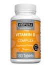 Vitamin B-Complex, 180 Vegan Tablets, All B Vitamins Including B12, B1, B2, B3, B5, B6, B7, B9, Folic Acid, for Stress, Energy and Healthy Immune System*, Natural Supplement Without Additives