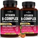 Vitamin B Complex for Men & Women - Made in USA - B-Complex: B1, B2, B3, B5, B6, B7, B8, B9, B12 with Vitamin C, Choline, Inositol - Energy, Brain & Heart Support Supplement - 120 Vegan Capsules
