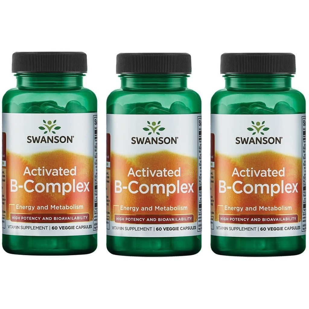 Swanson Activated B-Complex - High Potency and Bioavailability (60 Veggie Capsules) (3 Pack)