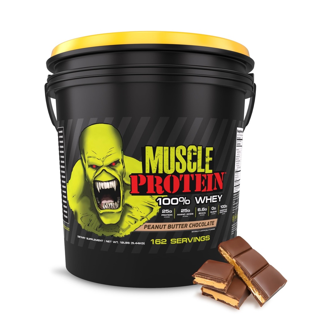 COLOSSAL LABS Muscle Protein Whey Powder [12 lbs/Pack of 1]– Cold Filtered, 25g Pure Protein, 6.6g BCAAs (Packaging May Vary) (12LB, Peanut Butter Chocolate)