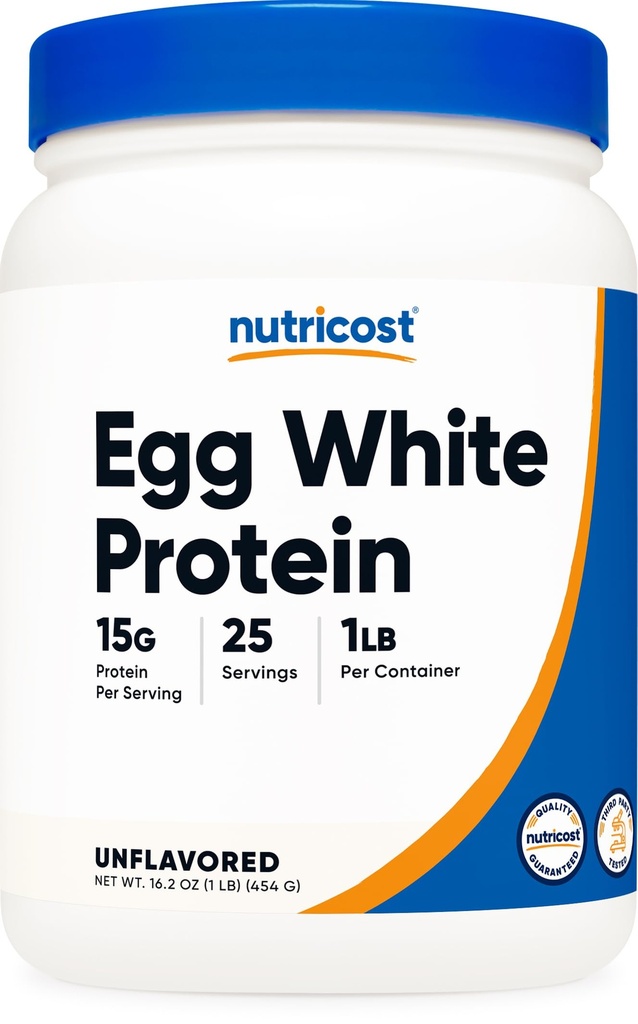 Nutricost Αυγό Λευκή πρωτεΐνη σε σκόνη 1lb (Άγευστη) - Μη ΓΤΟ, Χωρίς γλουτένη