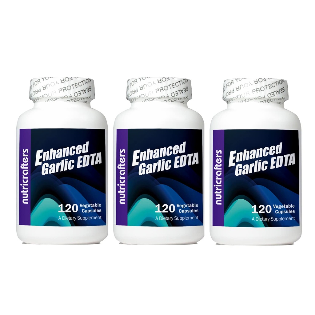 Enhanced Garlic EDTA -3 bottles of 120 capsules - 1000mg High Potency Calcium Disodium EDTA Formula - No Magnesium Stearate or Aluminum Containing Zeolite - Made and Independently Tested in the USA
