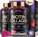Biotin Gummies with Collagen - Hair Growth Support Skin, & Nail Strength - for Women & Men - Biotin 10000mcg | Keratin | Hyaluronic Acid | B-Complex | Saw Palmetto - Sugar-Free, Mixed Berry, Pack of 2