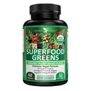 Poent Garden Organic Superfood Greens, Fruit and Veggies συμπλήρωμα πλούσιο σε βιταμίνες & αντιοξειδωτικά με Alfalfa, Beet Root & Tart Cherry για την ενίσχυση της ενέργειας, της ανοσίας & της ουροδόχου κύστης, ταμπλέτες πράσινου 60 Ct