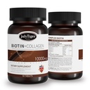 julytiger Biotin 10,000mcg with Collagen Supplement, Biotin (Vitamin B7) for Healthy Skin and Nails,biotin Collagen peptide, for Women and Men - Vegan, Non-GMO, Gluten & Soy-Free - 60 Tablets
