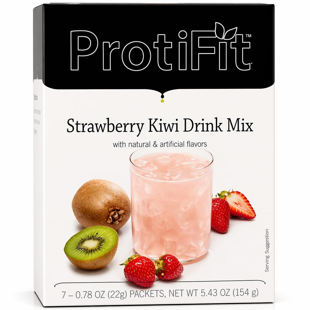 PROTIFIT - High Protein Fruit Flavored Powder Drink Mix, 15g Protein, Low Calorie, Sugar Free, Ideal Protein Compatible, 7 Servings Per Box (Strawberry Kiwi)