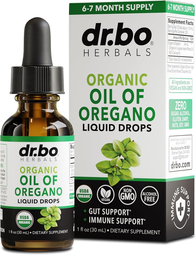 Ρίγανη Oil Organic Liquid Drops - 6 Μήνες Προμήθεια Βιολογικό Oil από Ρίγανο Drops Liquid Tincture Extract, Cleanse, Detox, Immune Support, Digestive Gut Health - Pure Vegan Non-GMO Βότανο Βάμμα 1 οζ