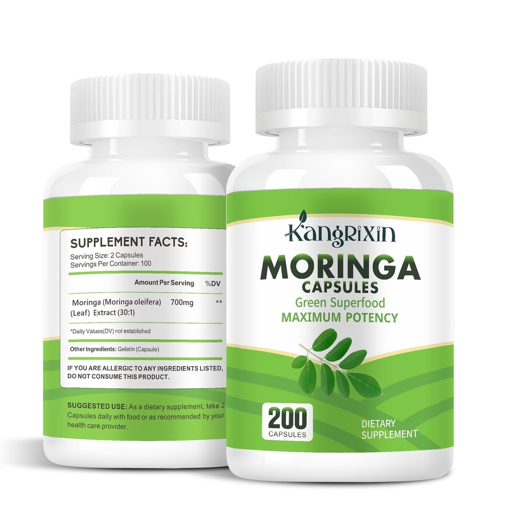 Moringa Capsules 200 Count | 30:1 Extract 700mg | Pure Moringa Oleifera Powder Pills Non-GMO | Sustained Energy, Immune, Skin, Hair & Gut Health | Vegan Gluten-Free Daily Wellness Supplement
