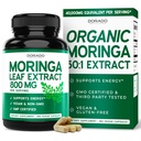 Organic Moringa Capsules 40,000mg (3 Month Supply) Pure Organic Moringa Leaf Powder Supplement - Energy, Skin, Gut Health Support - Vegan Safe, Third Party Tested & Non GMO - USA Made - (180 Capsules)