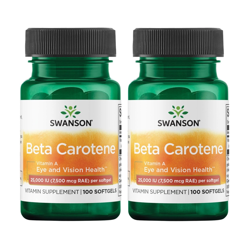 Swanson Beta-Carotene (Vitamin A) 25000 Iu (7500 mcg) 100 Sgels (2 Pack)