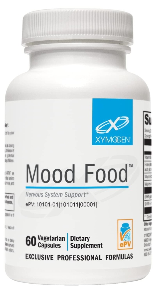 XYMOGEN Mood Food, 60 Capsules | Supports Relaxation and Healthy Mindset, Serotonin Support Complex for Nervous System Health, Active Folate and 5-MTHF