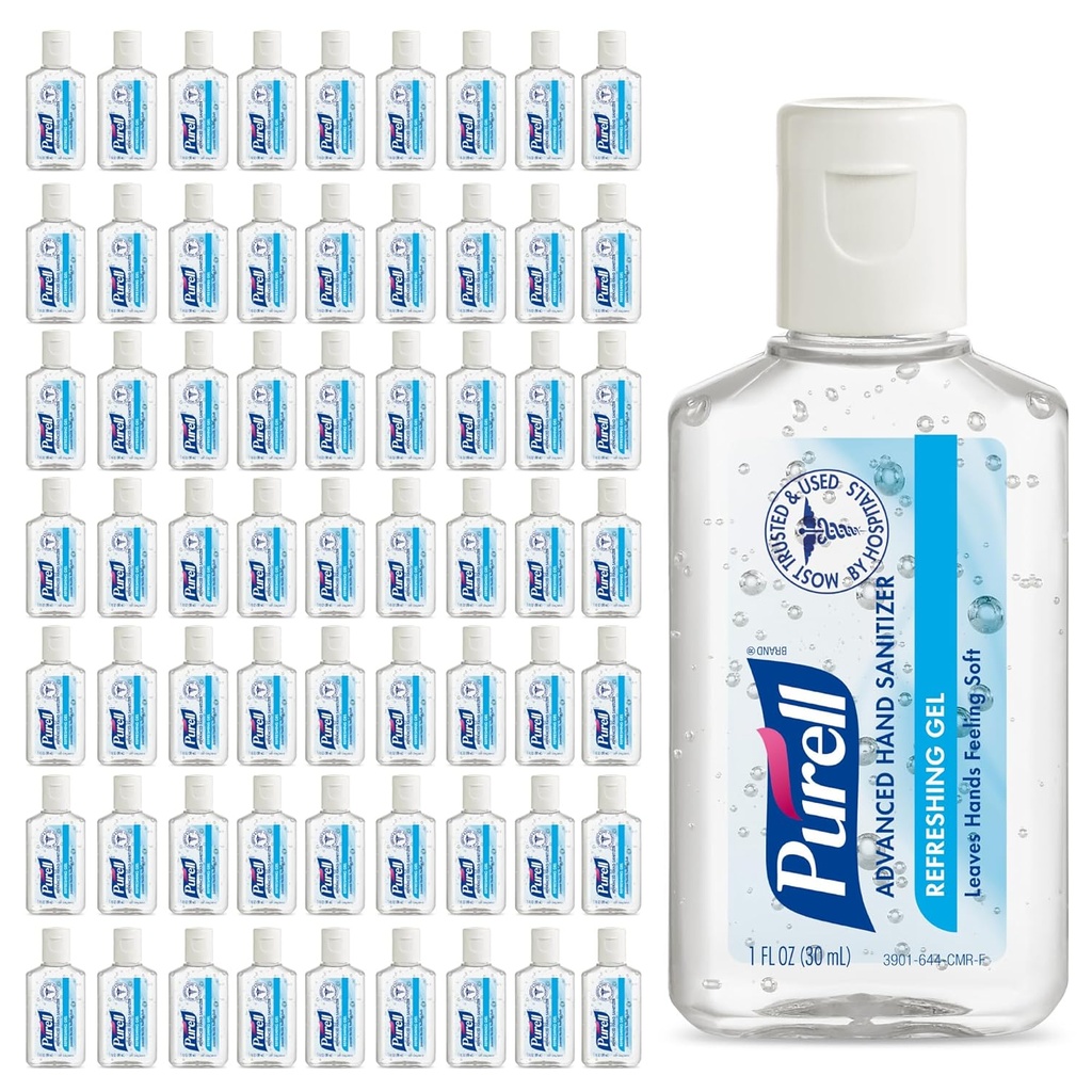 Purell Advanced Hand Sanitizer Refreshing Gel, Clean Scent, 1 fl oz Travel Size Flip-Cap Μπουκάλι (Pack of 72) - 3901-72-CMR