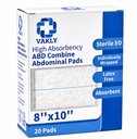 Vakly ABD Pads 8" x 10" Sterile (20 Pack) – Abdominal Combine Gauze Pads, High Absorbency Non-Adherent Dressings, Individually Wrapped for Wound Care & First Aid
