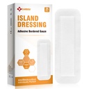 Carbou Island Dressing Bordered Gauze 4"x10" - 25 Sterile Individually Wrapped Pads | Non-Stick Center with Water-Resistant Adhesive Border | Medical Grade Non-Woven Backing for Wound Care & First Aid