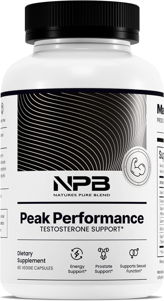 Pure Blend Peak Performance της φύσης – Testosterone συμπλήρωμα για τους άνδρες με D-ασπαρτικό οξύ, Ashwagandha & DIM – Mens Prostate Υποστήριξη της υγείας, μυϊκή δύναμη & ενέργεια – συμπλήρωμα προστάτη