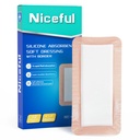Niceful Silicone Super Absorbent Wound Dressing - 4"×8" Large Absorbant Bandages with Adhesive Borders, FSA HSA Eligible, Wound Care Dressings for Bed Sores Leg Ulcers | High Absorbency, Gentle Adhesive, Pain-Free Removal, for Heavy Exudate Bedsore, Surgical Incisions, Sensitive Skin