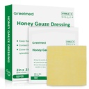 Greetmed Honey Gauze Dressing 2'' x 2'' Sterile Honey Wound Dressing, Medical Grade Manuka Honey Patches for Faster Wound Care | Burns | Traumatic Wounds and Laceration (Individually Pack of 10)