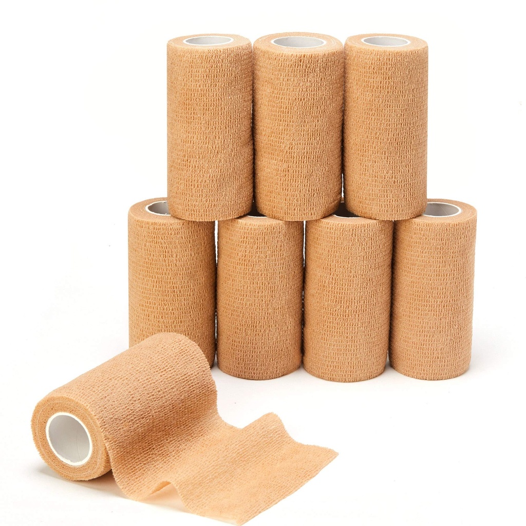 Self Adhesive Bandage Tape (3 Inches X 5 Yards), Elastic Cohesive Bandage Medical Wrap for First Aid, Sports, Wrist & Ankle (4 inch, Count, 12)