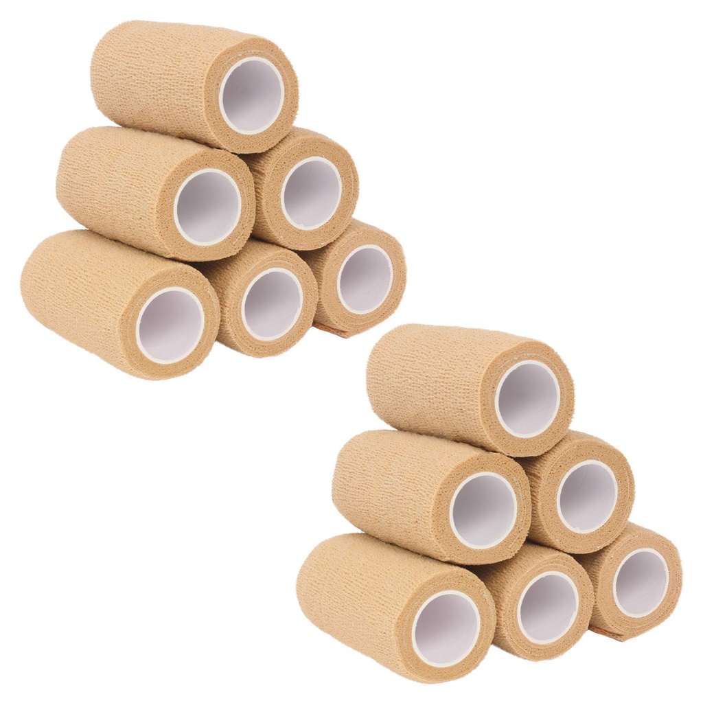 Ever Ready First Aid Self Adherent Cohesive Bandages 4" x 5 Yards - 12 Count, Tan