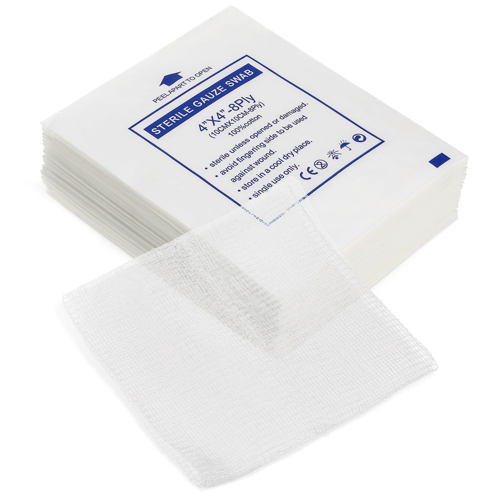 Luxshiny 50Pcs Small Pure Cotton Gauze Pads 10X10Cm Highly Absorbent Non-Stick Bandages for First Aid Treatment Supplies