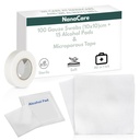 100pc 4x4 Non-Stick Gauze Pads w/Adhesive Medical Tape & 15 Alcohol Wipes | Sterile Pads, Hypoallergenic Highly Absorbent Non-Adherent Dressing Sponges for Effective Wound Care & First Aid Supplies
