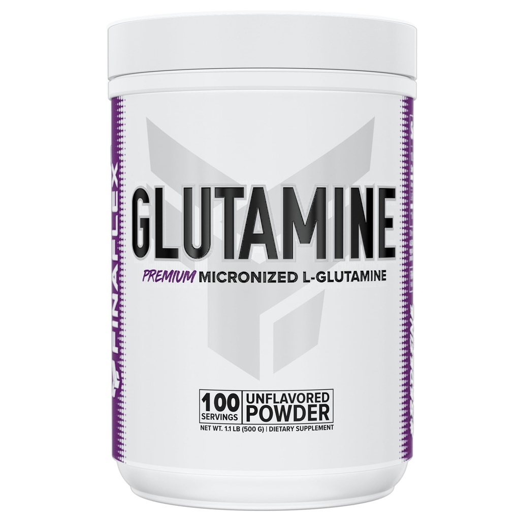 FINAFLEX PURE GLUTAMINE, Unflavored - 1.1 lb.. - Ultimate Muscle Recovery Powder - Reduces Muscle Breakdown & Supports Nitrogen Levels - 100% Pure L-Glutamine - 100 Servings