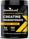 ForestLeaf Micronized Creatine Monohydrate Powder - Μεγιστοποίηση της μυϊκής ανάπτυξης & δύναμης - Unflaved Creatine για γυναίκες και άνδρες - 5G ανά υπηρεσία - 100 Υπηρεσίες