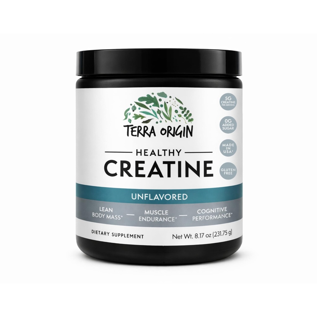 TERRA ORIGIN Creatine Monohydrate Powder | 45 Servings | Micronized Creatine Supplement | Unflavored, Pure Creatine for Women & Men | Gluten Free, Sugar Free, Made in USA