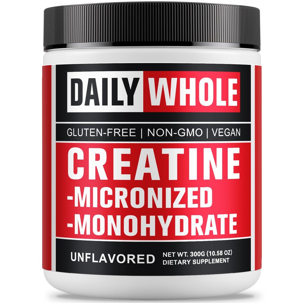 5000mg Creatine Monohydrate Micronized Powder, Pure Unflavored Micronized Creatine Monohydrate 300g (60 Servings) Nutritional Supplements for Men & Women Sugar-Free,Vegan, Non-GMO with Scoop