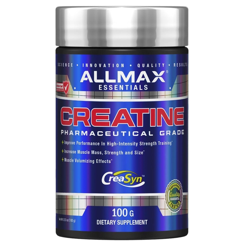 ALLMAX Nutrition Creatine Monohydrate Powder, Unflavored – Pure Micronized Creatine Supplement for Men & Women – Supports Strength, Performance & Training Intensity – Vegan, Gluten Free (100g)