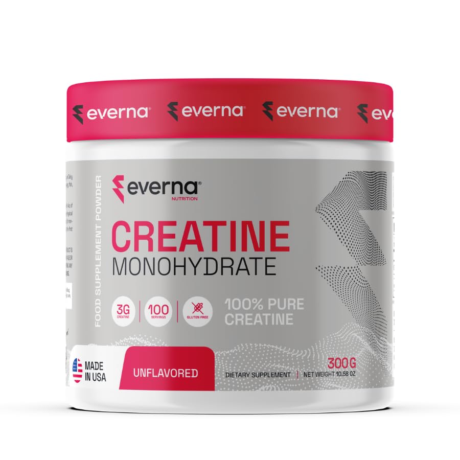 Creatine Monohydrate Powder, 10.58oz (300g) Unflavored, 100 Servings, 100% Pure Creatine