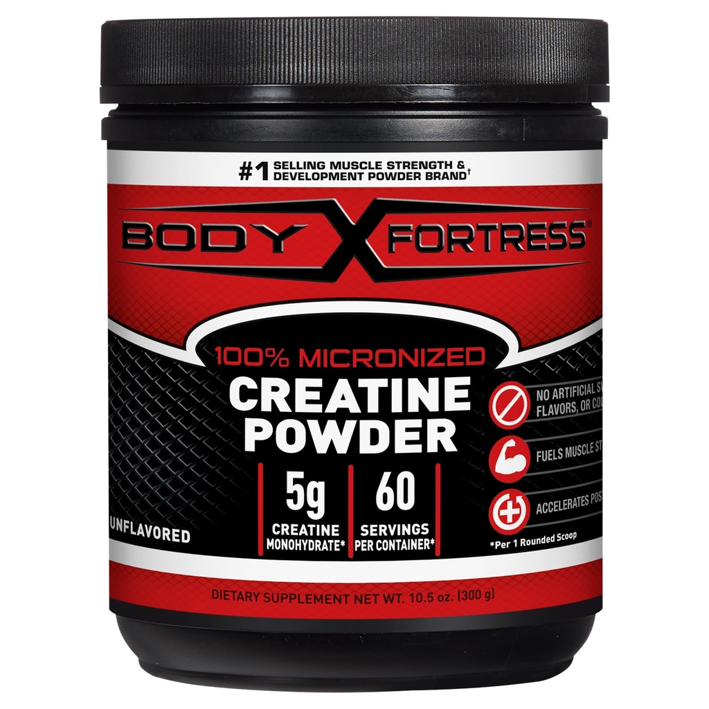 Body Fortress 100% Creatine Monohydrate Powder - Unflavored Micronized Creatine Supplement for Muscle Growth, Strength & Recovery, Pre Workout & Post Workout for Women and Men - 5g Per Scoop