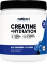 Nutricost Creatine Monohydrate + Hydration Blue Raspberry Flavored (30 Services) - 7 Βιταμίνες & Ορυκτά, 5000mg Creatine Per Serving