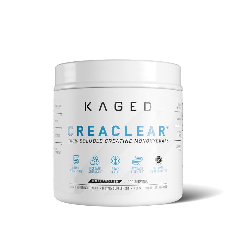 Kaged CreaClear Creatine Monohydrate Powder | Mixes Clear & Dissolves Completely, No Grit | Premium Micronized Creatine for Strength, Performance & Muscle Support | Unflavored | 100 Servings