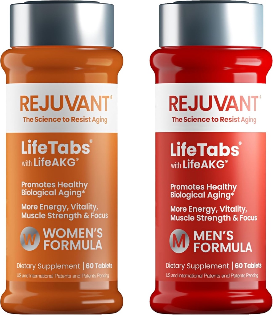 Rejuvant Men’s & Women’s AKG Longevity Supplement - 2 Pack (1 Ανδρικό + 1 Γυναικείο) 1000MG 98% Αμιγές Ασβέστιο Alpha-Ketoglutarate - Πατενταρισμένη Φόρμουλα Παραμένουσας Χρήσης για Κυτταρική Επισκευή & Ζωτικότητα