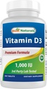 Best Naturals Vitamin D3 1000 IU – 300 Tablets – Made in USA, Non-GMO, Gluten Free, No Artificial Color, Flavor or Preservatives – Dietary Supplement