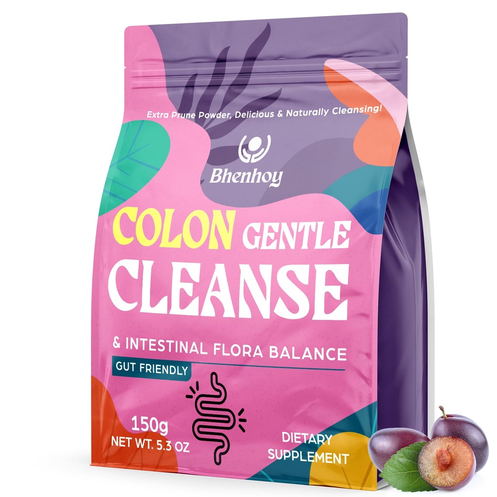 Colon Gentle Cleanse & Detox, Gut Cleanse Detox για γυναίκες και άνδρες, για Digetion, Gut Health*, Εντερική Χλωρίδα*, Δυσκοιλιότητα*, με 7 Προβιοτικά, Psyllium Husk Powder & Fiber Supplement, Prune, 5.3 OZ