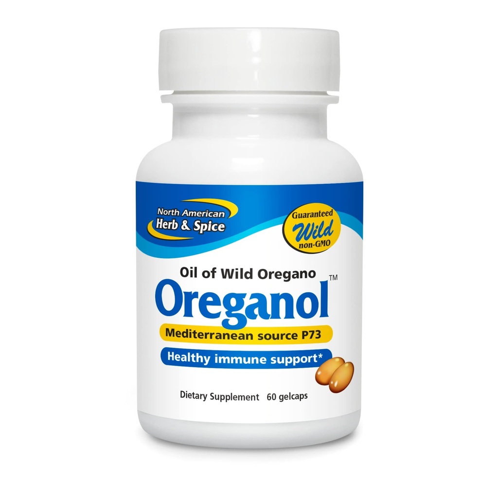 NORTH AMERICAN HERB & SPICE Oreganol P73, 60 Gelcaps - Immune System Support - Unprocessed, Vegan Friendly Wild Oregano - Mediterranean Source - Non-GMO - 60 Servings