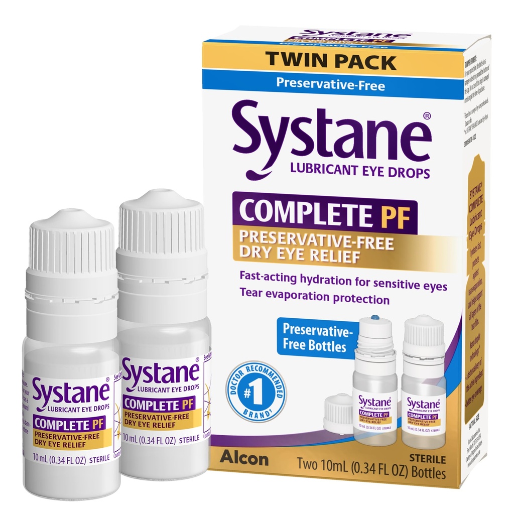Systane, Complete Preservative Free Dry Eye Drops, Contains Propylene Glycol 0.6%, Multi-Dose Lubricating Eye Drops for Irritation and Dryness, Hydrating and Soothing, 0.3 Fl Oz, 2 Count