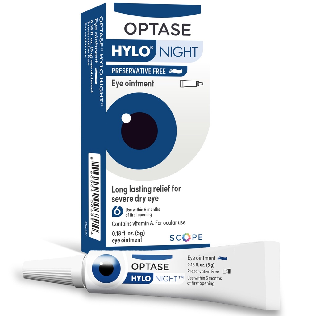Optase® HYLO® Night Eye Ointment, 0.18 oz | Overnight Lubricant Eye Ointment - Preservative Free, Well Tolerated Formula - For Severe Dryness of the Eyes