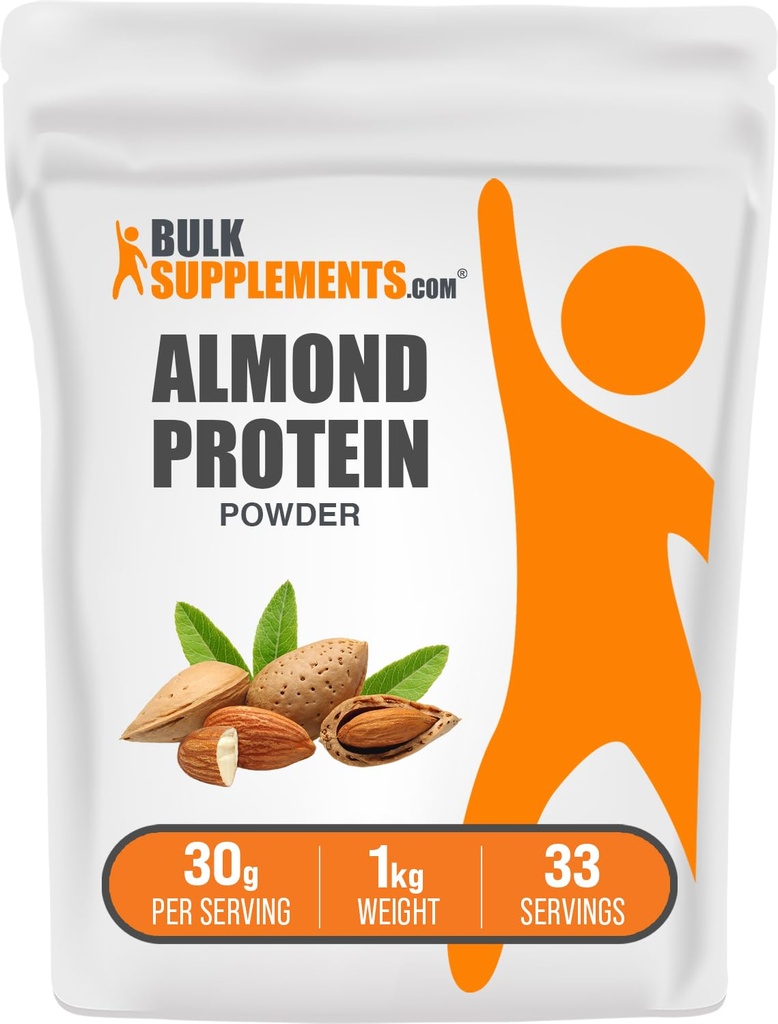 BulkSupplements.com Πρωτεΐνη αμυγδάλου σε σκόνη - Πρωτεΐνη με βάση το φυτό, σκόνη αμυγδάλου - Vegan, Χωρίς γλουτένη, & Χωρίς ζάχαρη, 30g ανά μερίδα, 1kg (2,2 lbs) (πακέτο των 1)