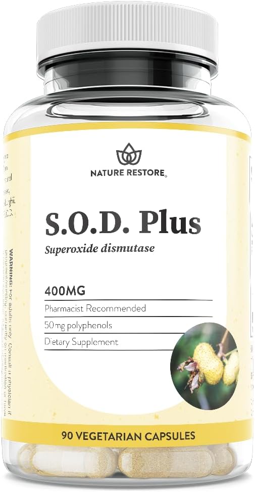 Nature Restore S.O.D. Superoxide Dismutase Supplement, 4.000 IU SOD-Like Activity, Vegan, 90 Κάψουλες, Μη ΓΤΟ, Χωρίς γλουτένη