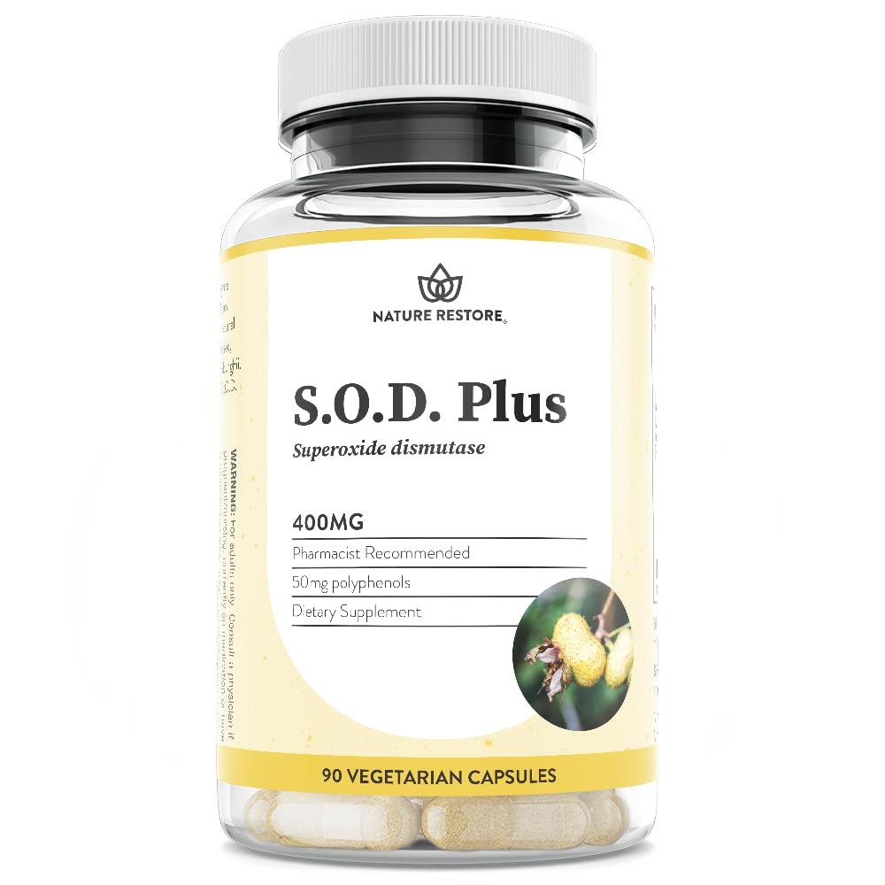 Nature Restore S.O.D. Superoxide Dismutase Supplement, 4.000 IU SOD-Like Activity, Vegan, 90 Κάψουλες, Μη ΓΤΟ, Χωρίς γλουτένη