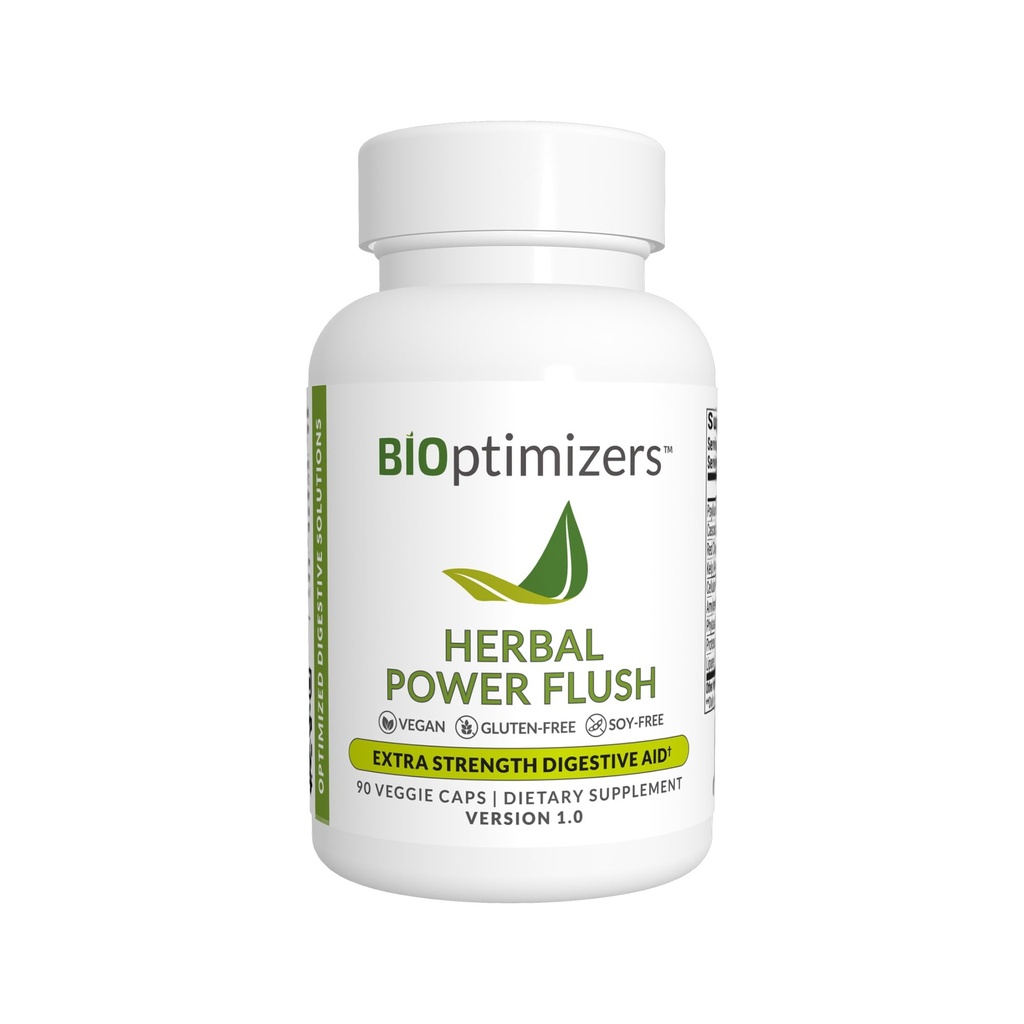 BIOptimizers Herbal Power Flush - Extra Strength Digestive Cleanse - Εξαλείψτε τις τοξίνες Βελτίωση της διχοτόμησης του εντέρου - Αιμοδιψής ανακούφιση για ενήλικες - 90 κάψουλες