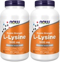 NOW Foods Supplements,L-Lysine (L-Lysine Hydrochloride) 1,000 mg,Double Strength,Amino Acid,250 Tablets,(Pack of 2)