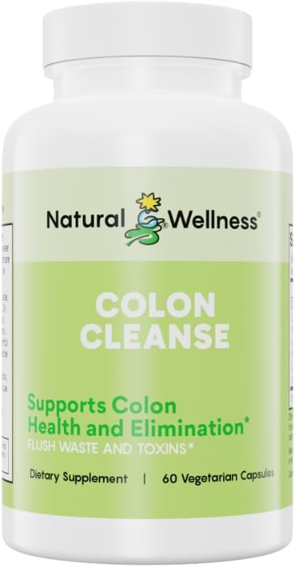 Natural Wellness Colon Cleanse – Gentle Detox με Cascara Sagrada, Aloe Vera & 7 φυτά με βάση τα βότανα – Υποστηρίζει Digestion, Regularity & Gut Health – Χωρίς γλουτένη, κάψουλες χορτοφάγων – 60 Count