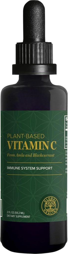 Global Healing Center USDA Organic Vitamin C Supplement Drops 180mg, Liquid Vitamin C Plant-Based Antioxidant Supplement, Υποστηρίζει το ανοσοποιητικό σύστημα - Vitamina C - Φυσική ενέργεια για άνδρες και γυναίκες (2 Oz)
